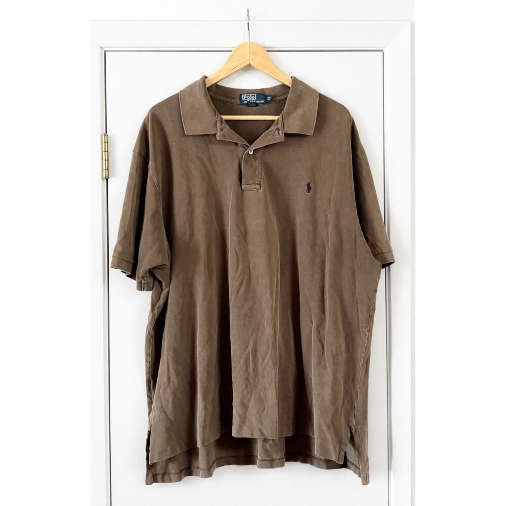 Vintage 90s Ralph Lauren Polo Shirt Mens 2XB Brown Cotton Big And Tall Casual